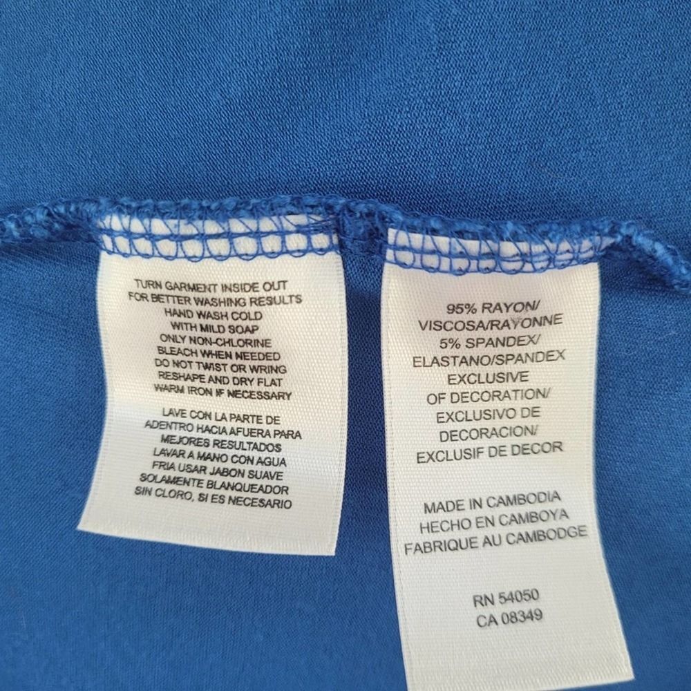 Anne Klein Blue Sleeveless Boat Neck Tank with Dimensional Shoulder Detail SZ M - Picture 9 of 11